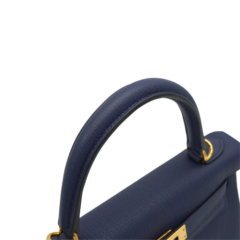 HERMES KELLY 25 RETOURNE BLUE SAPHIR TOGO HAND SHOULDER BAG 2024 W STAMP GOLD HARDWARE 90344354