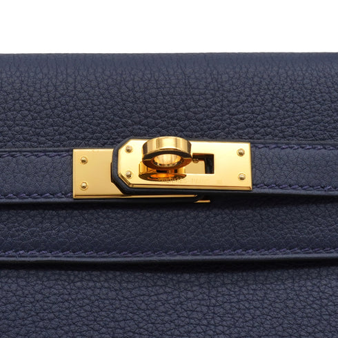 HERMES KELLY 25 RETOURNE BLUE SAPHIR TOGO HAND SHOULDER BAG 2024 W STAMP GOLD HARDWARE 90344354