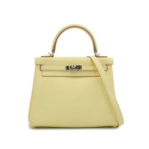 HERMES KELLY 25 RETOURNE JAUNE MILTON VEAU SWIFT HAND SHOULDER BAG 2024 W STAMP PALLADIUM HARDWARE 90345996