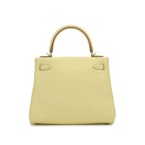 HERMES KELLY 25 RETOURNE JAUNE MILTON VEAU SWIFT HAND SHOULDER BAG 2024 W STAMP PALLADIUM HARDWARE 90345996