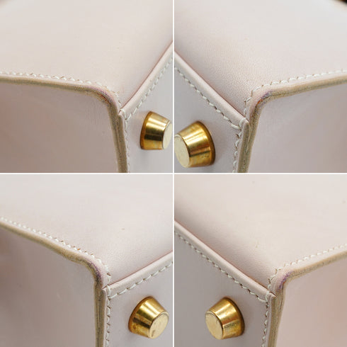 HERMES KELLY 25 SELLIER BEIGE BOX CALF HAND SHOULDER BAG 2001 SQUARE E GOLD HARDWARE 90342407
