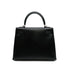 HERMES KELLY 25 SELLIER BLACK BOXCALF HAND SHOULDER BAG 2004 SQUARE H RUTHENIUM HARDWARE 90313863