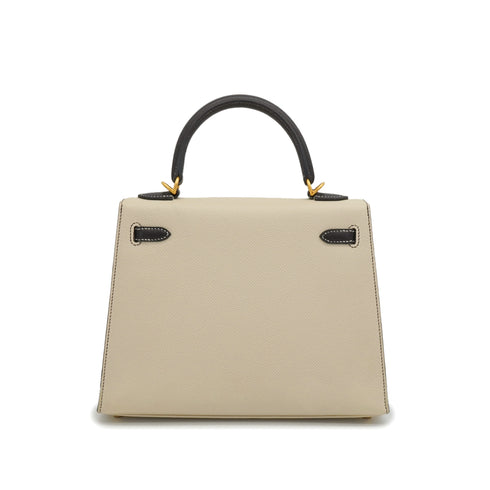 HERMES KELLY 25 SELLIER CRAIE BLACK VEAU EPSOM HAND SHOULDER BAG 2022 U STAMP SPO MATT GOLD HARDWARE 90351051