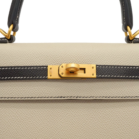 HERMES KELLY 25 SELLIER CRAIE BLACK VEAU EPSOM HAND SHOULDER BAG 2022 U STAMP SPO MATT GOLD HARDWARE 90351051