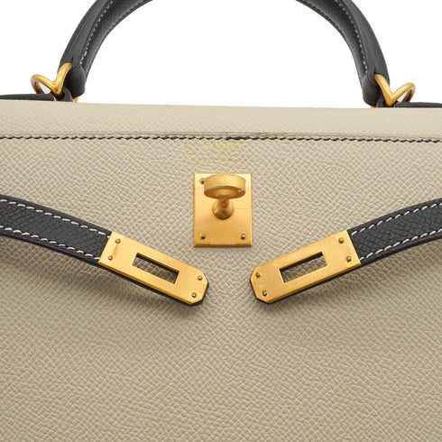 HERMES KELLY 25 SELLIER CRAIE BLACK VEAU EPSOM HAND SHOULDER BAG 2022 U STAMP SPO MATT GOLD HARDWARE 90351051