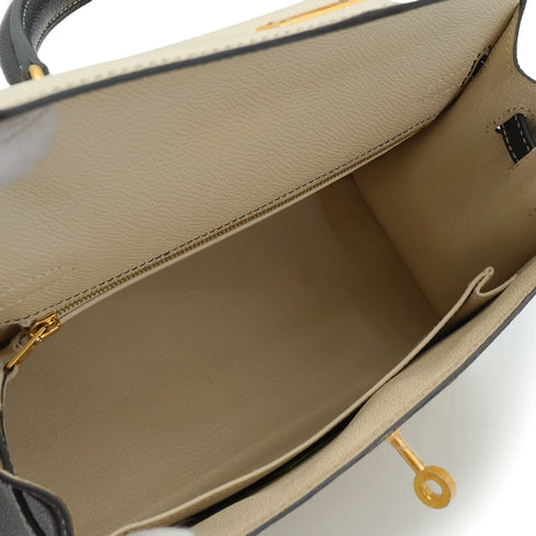 HERMES KELLY 25 SELLIER CRAIE BLACK VEAU EPSOM HAND SHOULDER BAG 2022 U STAMP SPO MATT GOLD HARDWARE 90351051