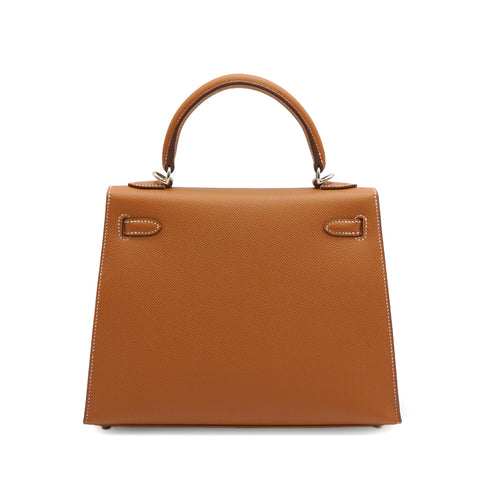 HERMES KELLY 25 SELLIER GOLD VEAU EPSON HAND SHOULDER BAG 2026 G STAMP PALLADIUM HARDWARE 90350379