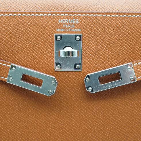 HERMES KELLY 25 SELLIER GOLD VEAU EPSON HAND SHOULDER BAG 2026 G STAMP PALLADIUM HARDWARE 90350379