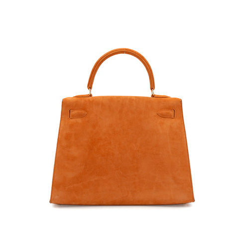 HERMES KELLY 25 SELLIER ORANGE DOBLIS HAND SHOULDER BAG K18 GOLD HARDWARE 90341905
