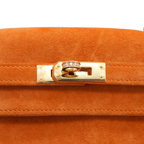 HERMES KELLY 25 SELLIER ORANGE DOBLIS HAND SHOULDER BAG K18 GOLD HARDWARE 90341905