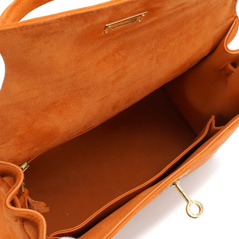 HERMES KELLY 25 SELLIER ORANGE DOBLIS HAND SHOULDER BAG K18 GOLD HARDWARE 90341905