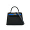 HERMES KELLY 25 SELLIER TRICOLOR BLACK ARDOISE BLEU HYDRA VEAU EPSOM HAND SHOULDER BAG 2024 W STAMP PALLADIUM HARDWARE 90340159