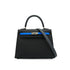 HERMES KELLY 25 SELLIER TRICOLOR BLACK ARDOISE BLEU HYDRA VEAU EPSOM HAND SHOULDER BAG 2024 W STAMP PALLADIUM HARDWARE 90340159