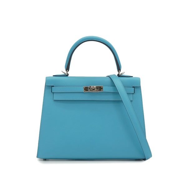 HERMES KELLY 25 VERSO SELLIER BLEU DE NORD CUIVRE VEAU MADAME HAND SHOULDER BAG 2022 U STAMP PALLADIUM HARDWARE 90351077