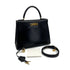 HERMES KELLY 28 BLACK BOXCALF HAND SHOULDER BAG 1993 CIRCLE W GOLD HARDWARE 90321156