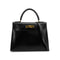 HERMES KELLY 28 BLACK BOXCALF HAND SHOULDER BAG 1993 CIRCLE W GOLD HARDWARE 90321156