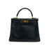 HERMES KELLY 28 BLUE INDIGO BOX CALF HAND BAG 1992 CIRCLE V GOLD HARDWARE 90339443