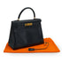 HERMES KELLY 28 BLUE INDIGO BOX CALF HAND BAG 1992 CIRCLE V GOLD HARDWARE 90339443