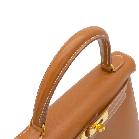 HERMES KELLY 28 COURCHEVEL GOLD HAND SHOULDER BAG 1996 CIRCLE Z GOLD HARDWARE 90335777