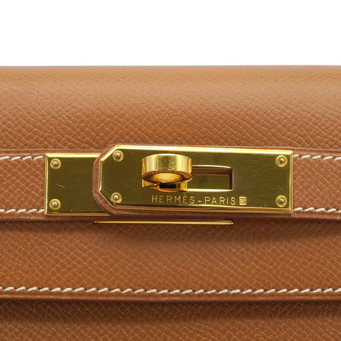 HERMES KELLY 28 COURCHEVEL GOLD HAND SHOULDER BAG 1996 CIRCLE Z GOLD HARDWARE 90335777
