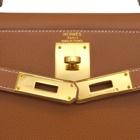 HERMES KELLY 28 COURCHEVEL GOLD HAND SHOULDER BAG 1996 CIRCLE Z GOLD HARDWARE 90335777