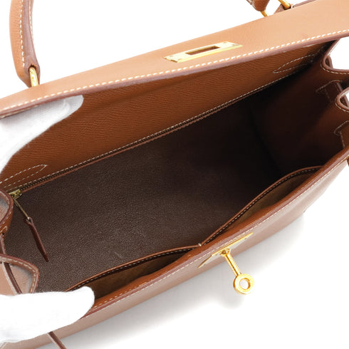 HERMES KELLY 28 COURCHEVEL GOLD HAND SHOULDER BAG 1996 CIRCLE Z GOLD HARDWARE 90335777