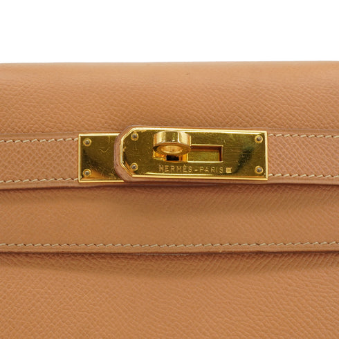 HERMES KELLY 28 SELLIER NATUREL COUCHEVEL HAND SHOULDER BAG 1994 CIRCLE X GOLD HARDWARE 90339215