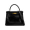 HERMES KELLY 28 RETORNE BLACK BOX CALF HAND SHOULDER BAG 1990 CIRCLE T GOLD HARDWARE 90317902