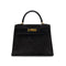 HERMES KELLY 28 RETORNE BLACK DEBRIS HAND BAG 2000 SQUARE D GOLD HARDWARE 90318612