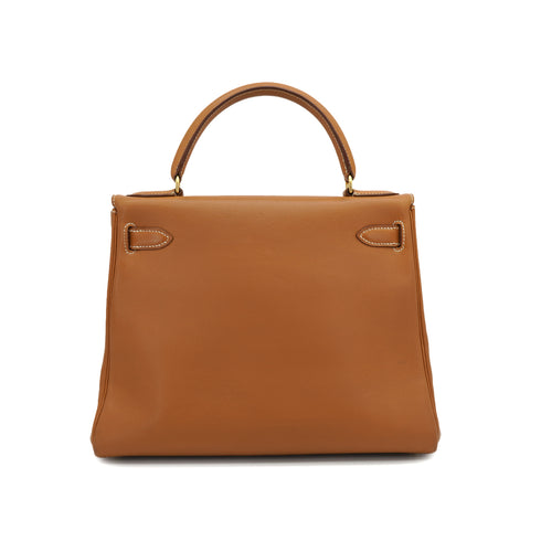 HERMES KELLY 28 RETORNE GOLD VEAU GULLIVER HAND SHOULDER BAG 1993 CIRCLE W GOLD HARDWARE 90331932