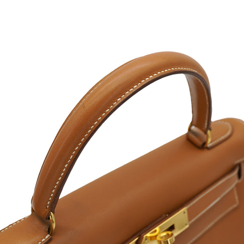 HERMES KELLY 28 RETORNE GOLD VEAU GULLIVER HAND SHOULDER BAG 1993 CIRCLE W GOLD HARDWARE 90331932