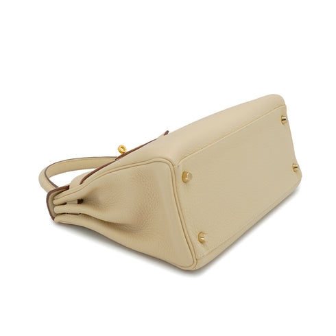 HERMES KELLY 28 RETORNE PARCHEMIN TAURILLON CLEMENCE HAND SHOULDER BAG 2009 SQUARE M GOLD HARDWARE 90331413