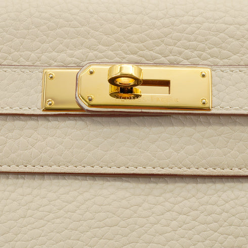 HERMES KELLY 28 RETORNE PARCHEMIN TAURILLON CLEMENCE HAND SHOULDER BAG 2009 SQUARE M GOLD HARDWARE 90331413