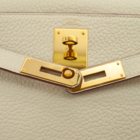 HERMES KELLY 28 RETORNE PARCHEMIN TAURILLON CLEMENCE HAND SHOULDER BAG 2009 SQUARE M GOLD HARDWARE 90331413