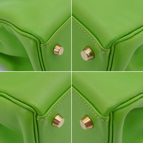 HERMES KELLY 28 RETOURNE APPLE GREEN VEAU GULLIVER HAND SHOULDER BAG 1997 SQUARE A GOLD HARDWARE 90345503