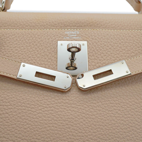 HERMES KELLY 28 RETOURNE ARGILE TOGO HAND SHOULDER BAG 2012 SQUARE P PALLADIUM HARDWARE 90335793