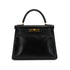 HERMES KELLY 28 RETOURNE BLACK BOXCALF HAND BAG 1992 CIRCLE V GOLD HARDWARE 90324219