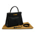 HERMES KELLY 28 RETOURNE BLACK BOX CALF HAND SHOULDER BAG 1992 CIRCLE V GOLD HARDWARE 90346657
