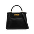HERMES KELLY 28 RETOURNE BLACK BOX CALF HAND SHOULDER BAG 1992 CIRCLE V GOLD HARDWARE 90346657