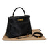 HERMES KELLY 28 RETOURNE BLACK BOX CALF HAND SHOULDER BAG 1994 CIRCLE X GOLD HARDWARE 90341435