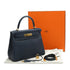 HERMES KELLY 28 RETOURNE BLUE INDIGO EVERCOLOR HAND SHOULDER BAG 2025 K STAMP GOLD HARDWARE 90351043