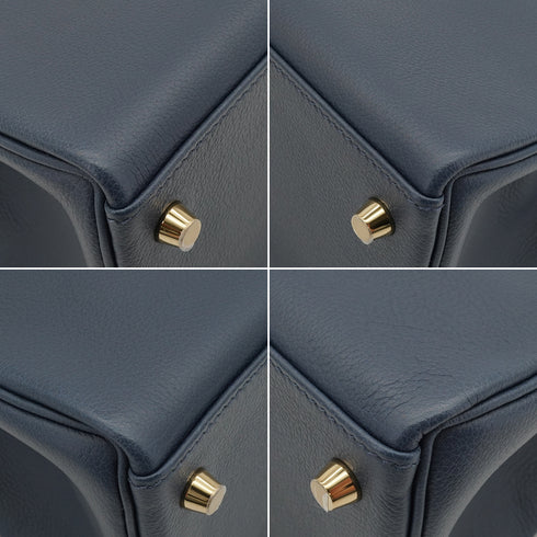 HERMES KELLY 28 RETOURNE BLUE INDIGO EVERCOLOR HAND SHOULDER BAG 2025 K STAMP GOLD HARDWARE 90351043