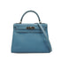 HERMES KELLY 28 RETOURNE BLUE JEAN VEAU EPSOM 2008 SQUARE L PALLADIUM HARDWARE 90341429