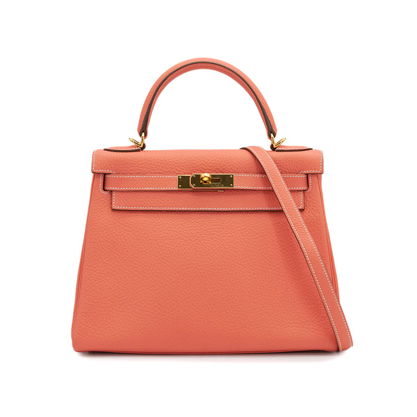 HERMES KELLY 28 RETOURNE FLAMINGO TOGO 2013 SQUARE Q GOLD HARDWARE 90312931