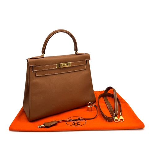 HERMES KELLY 28 RETOURNE GOLD COUCHEVEL 1999 SQUARE C GOLD HARDWARE 90314748