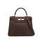 HERMES KELLY 28 RETOURNE HAVANE EVERGRAIN HAND SHOULDER BAG 2005 SQUARE I PALLADIUM HARDWARE 90351060