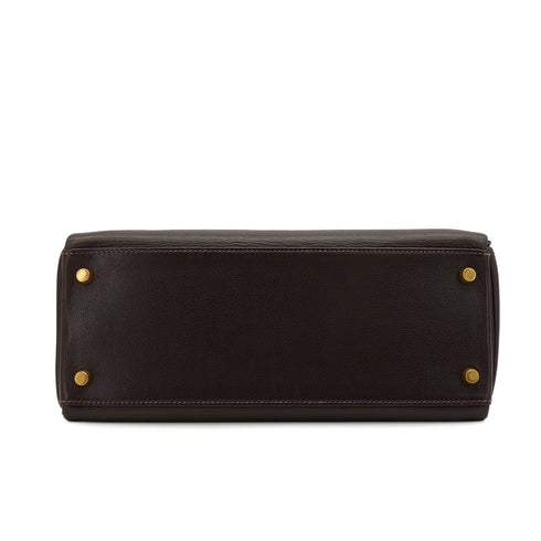 HERMES KELLY 28 RETOURNE HAVANE VEAU GULLIVER HAND SHOULDER BAG 2001 SQUARE H GOLD HARDWARE 90344455