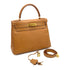 HERMES KELLY 28 RETOURNE NATUREL COUCHEVEL HAND SHOULDER BAG 1994 CIRCLE X GOLD HARDWARE 90319584