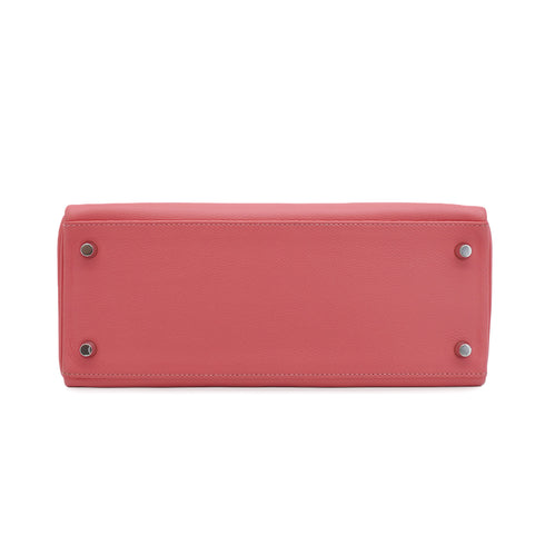 HERMES KELLY 28 RETOURNE ROSE AZALEE EVERCOLOR HAND SHOULDER BAG 2019 D STAMP PALLADIUM HARDWARE 90343847