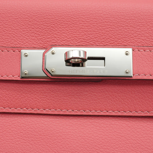 HERMES KELLY 28 RETOURNE ROSE AZALEE EVERCOLOR HAND SHOULDER BAG 2019 D STAMP PALLADIUM HARDWARE 90343847